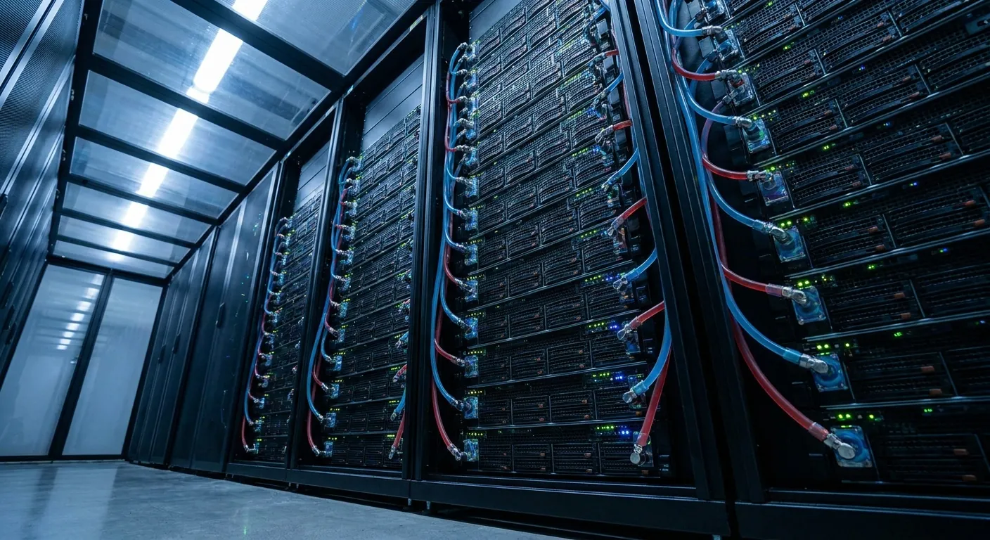 Liquid-cooled GPU rack in a high-density data hall
